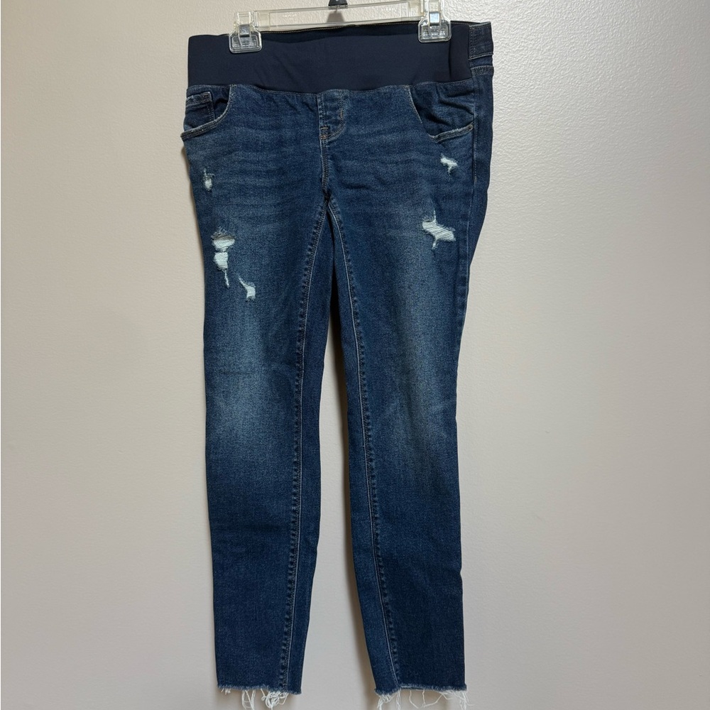 Old Navy Maternity Dark Blue Distressed Super Skinny Jean